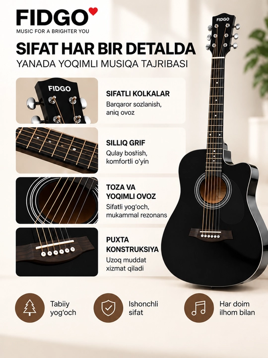 Akustik gitara, FIDGO to‘plamida 30 ta aksessuar