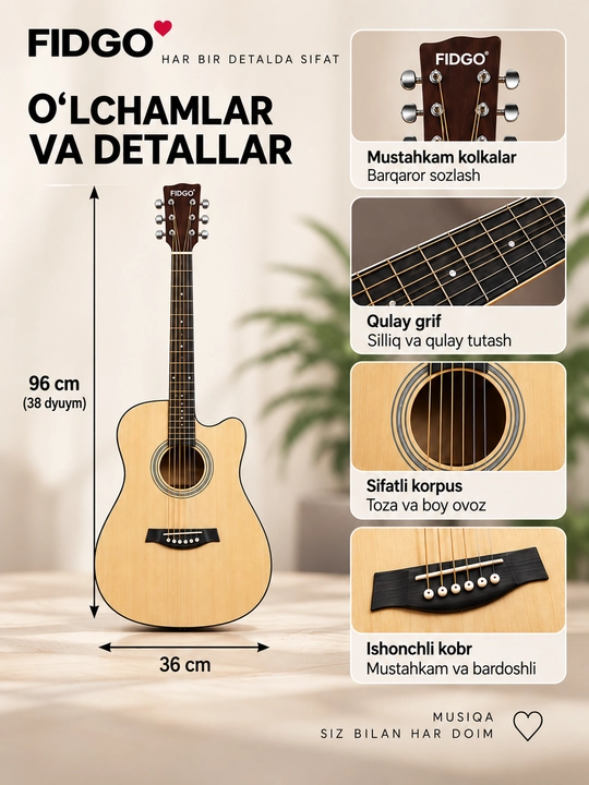 Akustik gitara, FIDGO to‘plamida 30 ta aksessuar