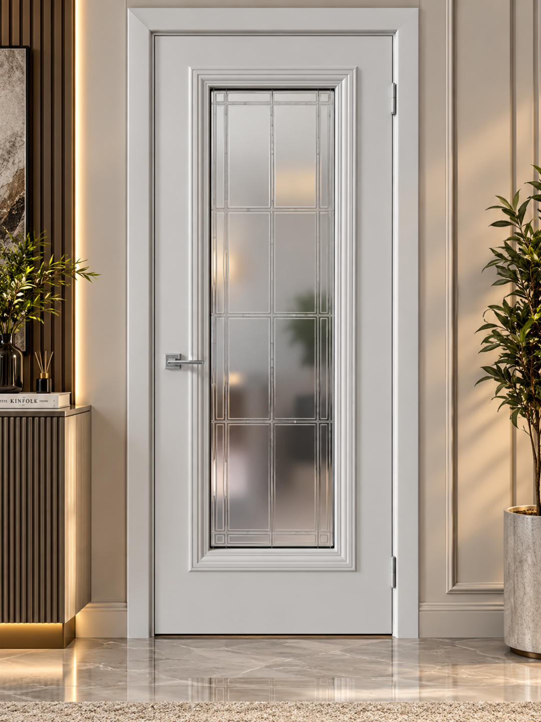 Ichki eshik Baget S-92, nemis qoplamali, oq/kulrang, 40–80 sm - 