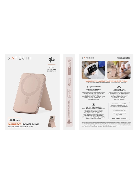 Satechi OntheGo™ simsiz Magsafe power bank, iPhone uchun poverbank, 5000 mAh, 10000 mAh