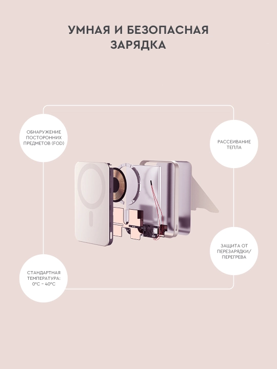 Satechi OntheGo™ simsiz Magsafe power bank, iPhone uchun poverbank, 5000 mAh, 10000 mAh