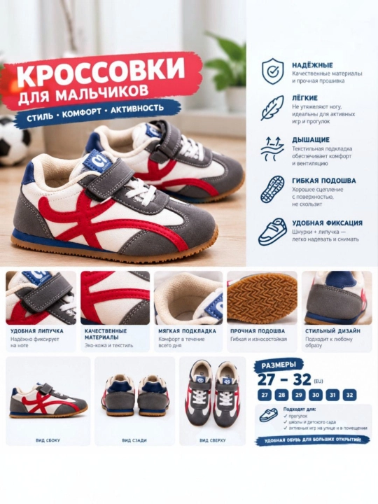 O'g'il bolalar uchun zamonaviy krassovka-kedalar - 