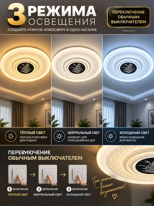 LED qandil shift xonasi uchun 3 ta yoritish rejimiga ega chiroq 96w