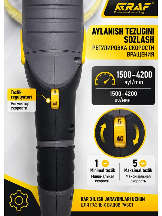 RAF elektr polirovka apparati avtomobil uchun, polirovka apparati 1800W