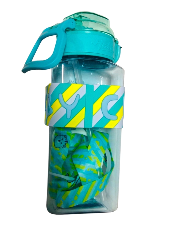 Bolalar va oʻquvchilar uchun motivatsion suv idishi, trubkali va tasmali, 800 ml