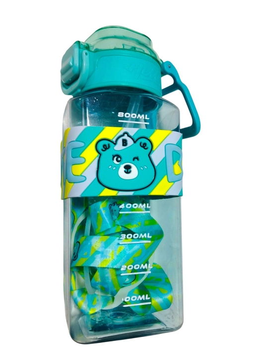 Bolalar va oʻquvchilar uchun motivatsion suv idishi, trubkali va tasmali, 800 ml