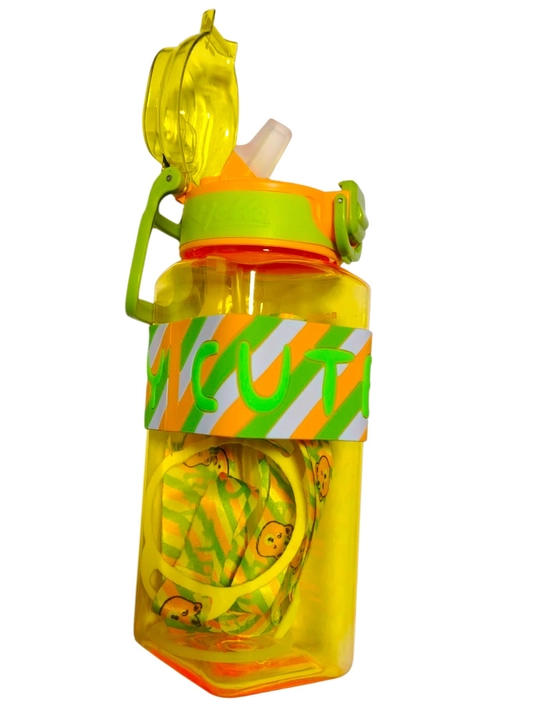Bolalar va oʻquvchilar uchun motivatsion suv idishi, trubkali va tasmali, 800 ml