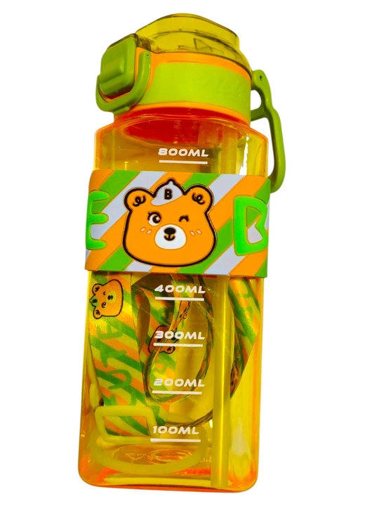 Bolalar va oʻquvchilar uchun motivatsion suv idishi, trubkali va tasmali, 800 ml