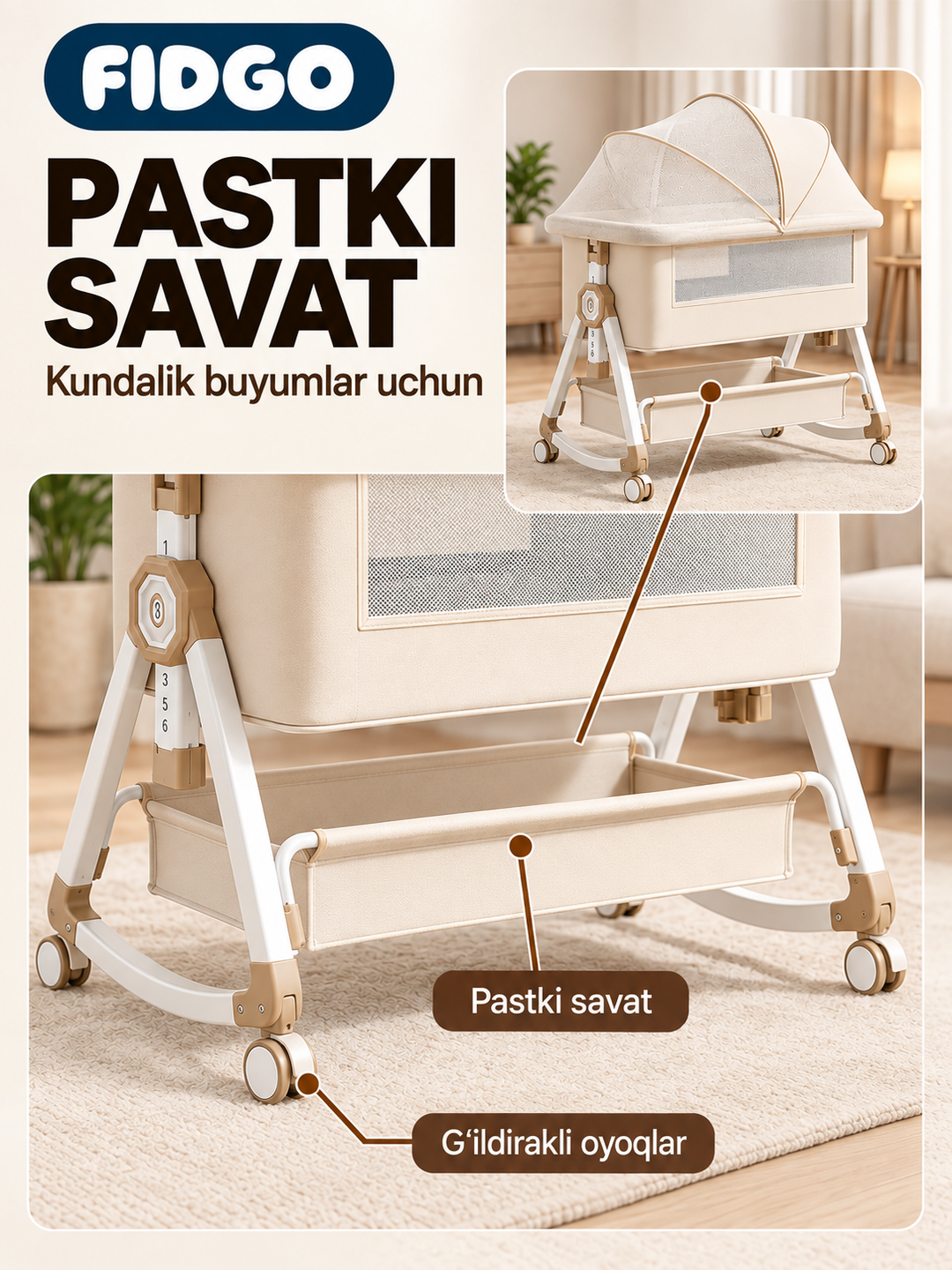 Chaqaloqlar uchun yotoq-beshik FIDGO