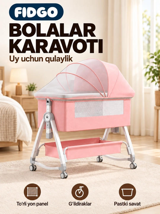 Chaqaloqlar uchun yotoq-beshik FIDGO - 