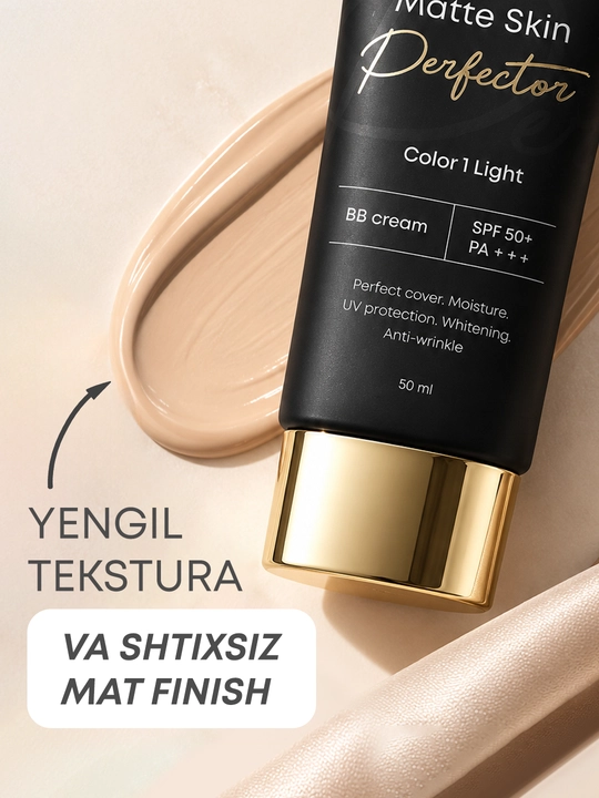 Крем BB для лица OLLEE Matte Skin Perfector матирующий SPF50+ для ровного тона, 50 мл