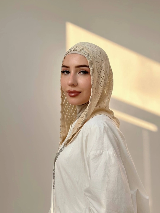 Premium ayollar sharf-kapyushoni - Bishkek, tabiiy to‘qilgan, zanjirsimon bezakli, zamonaviy