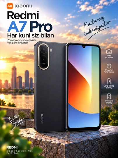 Telefon Redmi A7 Pro, 6000 мАч 15 Vt, 6,9" LCD 120Hz, 2x sim + UZIMEI - 
