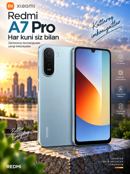 Telefon Redmi A7 Pro, 6000 мАч 15 Vt, 6,9" LCD 120Hz, 2x sim + UZIMEI - 