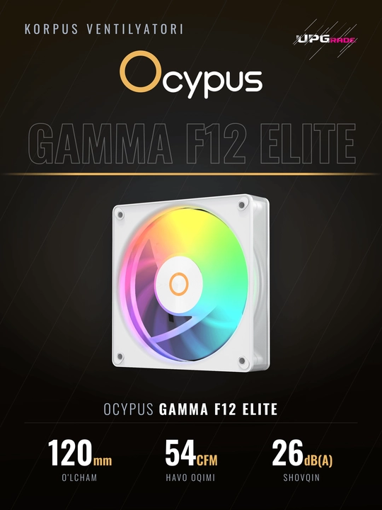 Korpus uchun ventilyator Ocypus Gamma F12 Elite ARGB Reverse Blade 120 mm