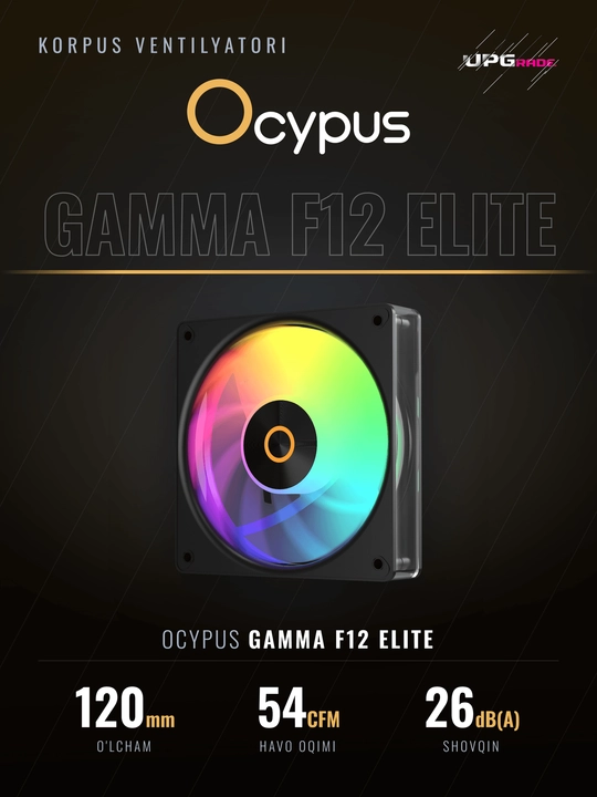 Korpus uchun ventilyator Ocypus Gamma F12 Elite ARGB Reverse Blade 120 mm