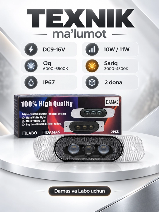 Многофункциональные LED туманки и поворотники , Damas и Labo, комплект 2 шт