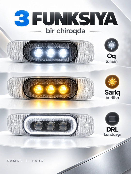 Многофункциональные LED туманки и поворотники , Damas и Labo, комплект 2 шт
