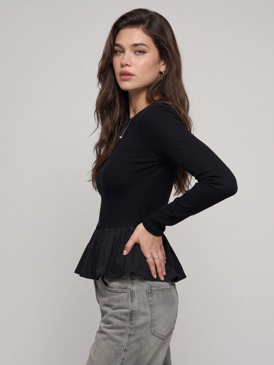 UMA ayollar uchun baskali Slim Fit uzun yengli longsliv