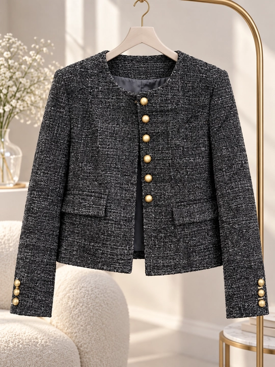 Ayollar tvid pidjagi - Klassik tugmali jaket, koreys uslubidagi zamonaviy ayollar pidjagi