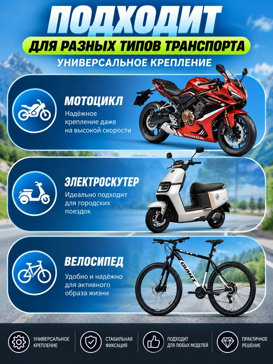 Velosiped, mototsikl va elektrosamokat uchun telefon ushlagich, 360° aylanuvchi