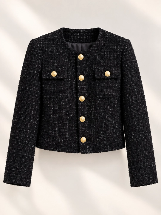 Ayollar tvid pidjagi - Klassik tugmali jaket, koreys uslubidagi zamonaviy ayollar pidjagi