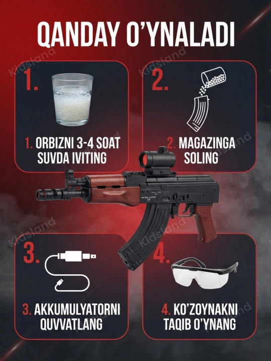 Орбиз автомат игрушка и пистолет электрический, очки и орбизы, 14+