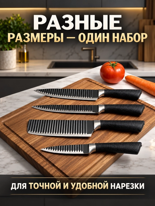 Набор острых кухонных ножей, 6 предметов с подарком, для нарезки продуктов