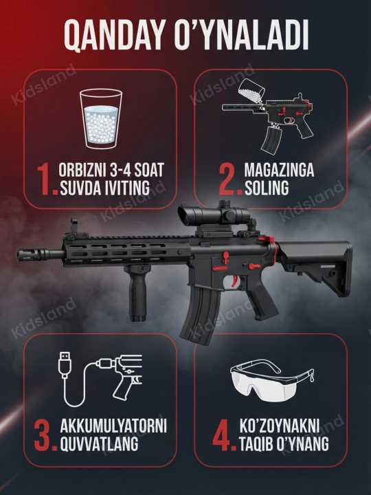 Орбиз автомат игрушка и пистолет электрический, очки и орбизы, 14+