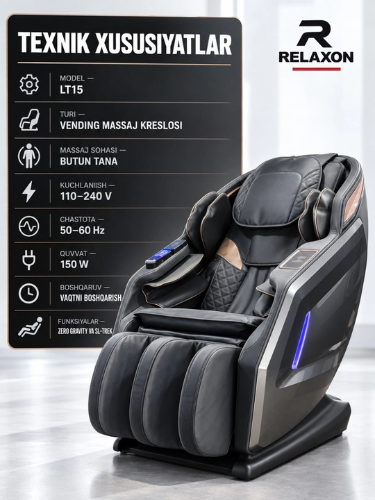 Relaxon LT5 Business — умное массажное кресло с вендинговым автоматом для всего тела