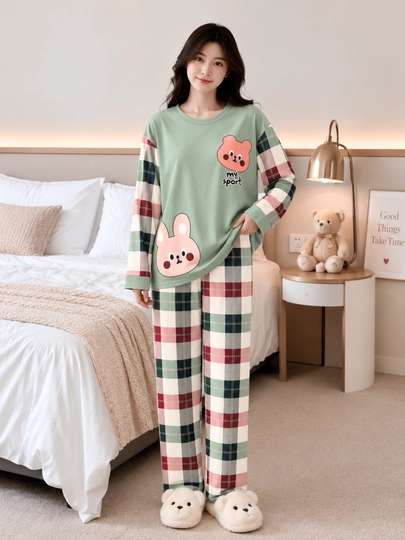 Ayollar uchun uzun yengli va shimli pijama - 