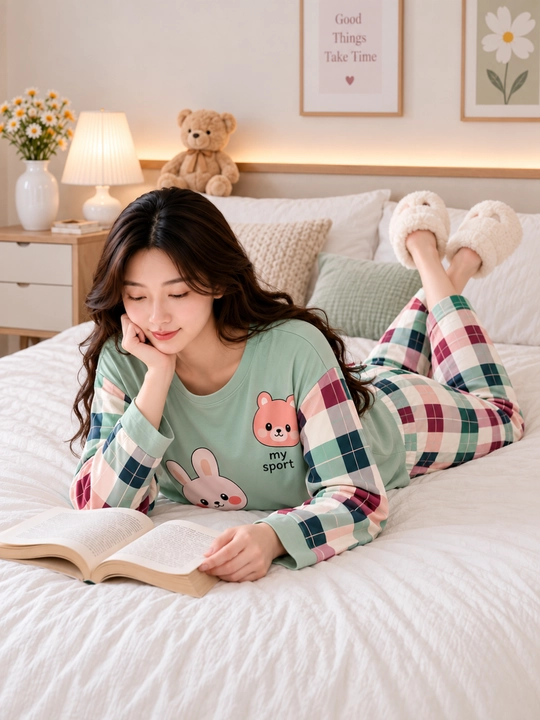 Ayollar uchun uzun yengli va shimli pijama