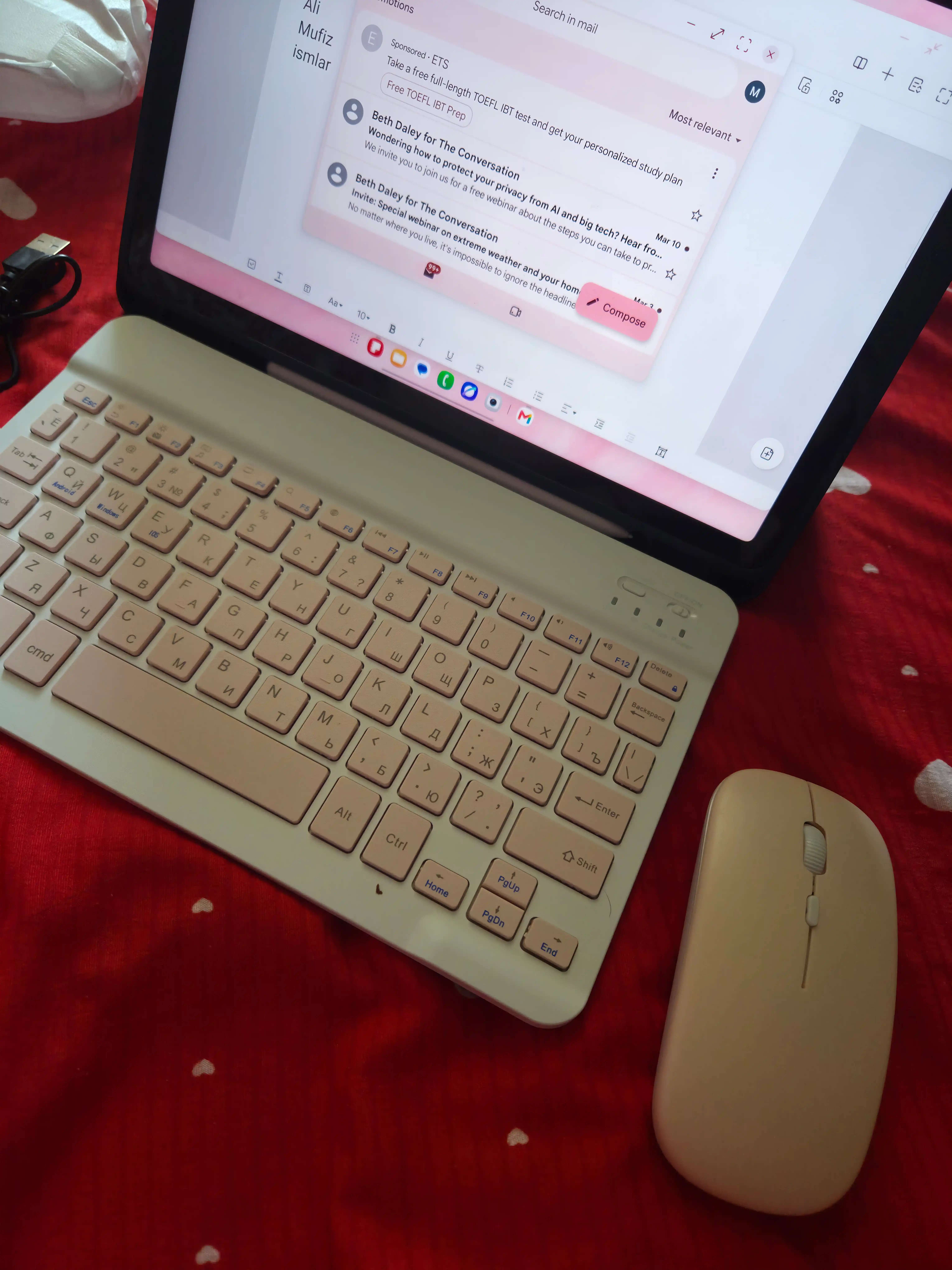 Simsiz Bluetooth klaviatura va sichqoncha telefon, noutbuk va planshet uchun