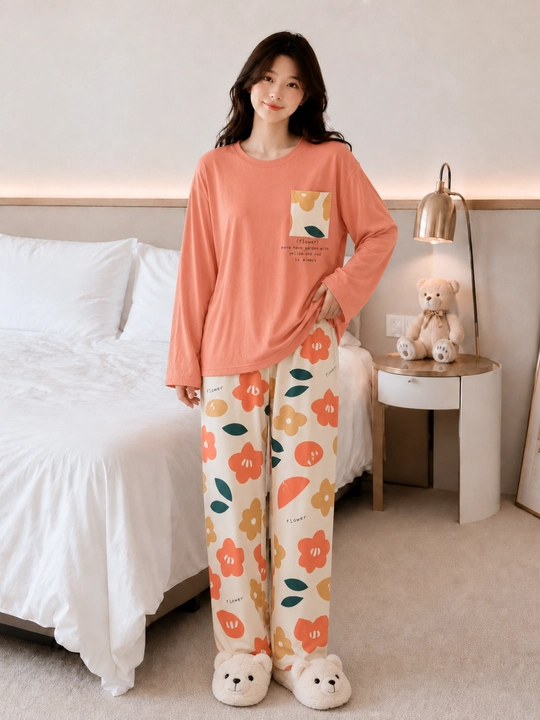 Ayollar uchun uzun yengli va shimli pijama - 