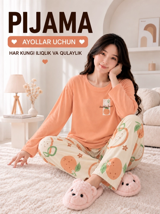 Ayollar uchun uzun yengli va shimli pijama