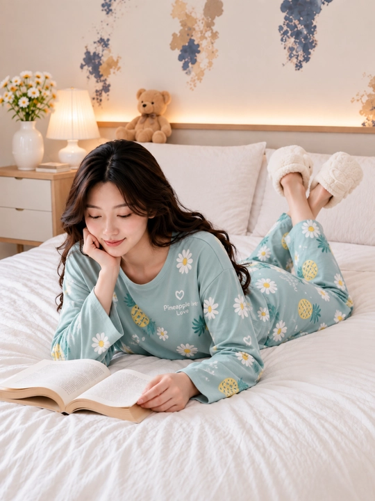 Ayollar uchun uzun yengli va shimli pijama