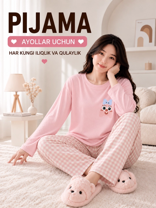 Ayollar uchun uzun yengli va shimli pijama