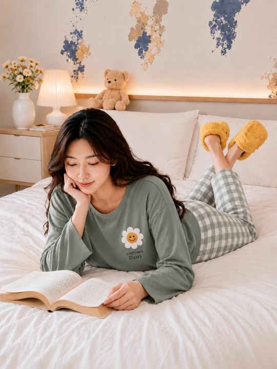 Ayollar uchun uzun yengli va shimli pijama