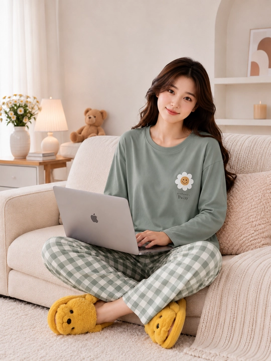 Ayollar uchun uzun yengli va shimli pijama