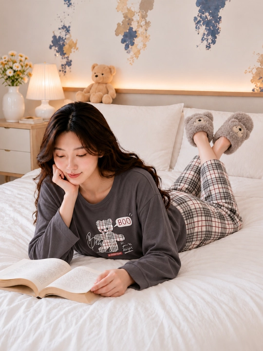 Ayollar uchun uzun yengli va shimli pijama