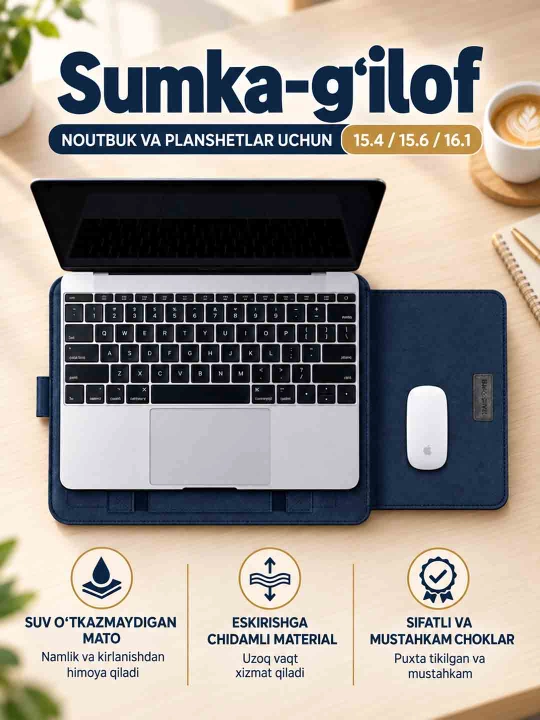 Sumka-g‘ilof noutbuk va planshet uchun 15.4–16.1 dyuymli - 