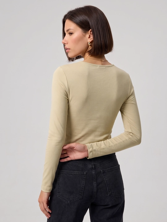 Ayollar uchun UMA Slim Fit uzun yengli, kesik, shakldor qirqimli va bog‘ichli