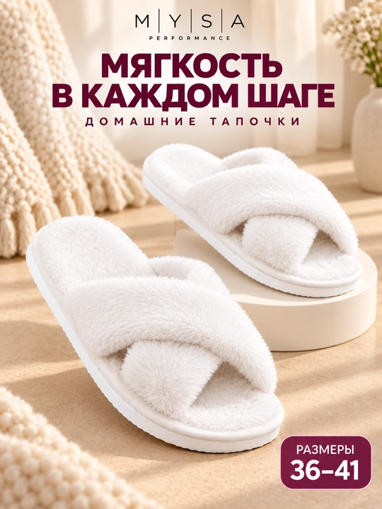 Ayollar uy shippaklari, yumshoq momiq, uchi ochiq, 36-41-o‘lchamlar