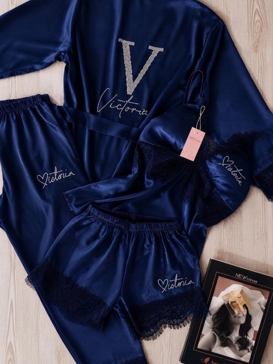 Victoria’s Secret pijamasi, to‘plam, 4 tasi 1 da, atlas xalat, mayka, shim, shortik - 