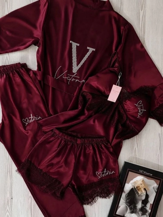 Victoria’s Secret pijamasi, to‘plam, 4 tasi 1 da, atlas xalat, mayka, shim, shortik - 