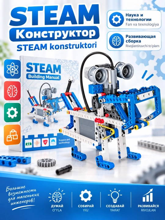 Интерактивный детский электронный конструктор STEAM развивающий 6в1 6+ - 