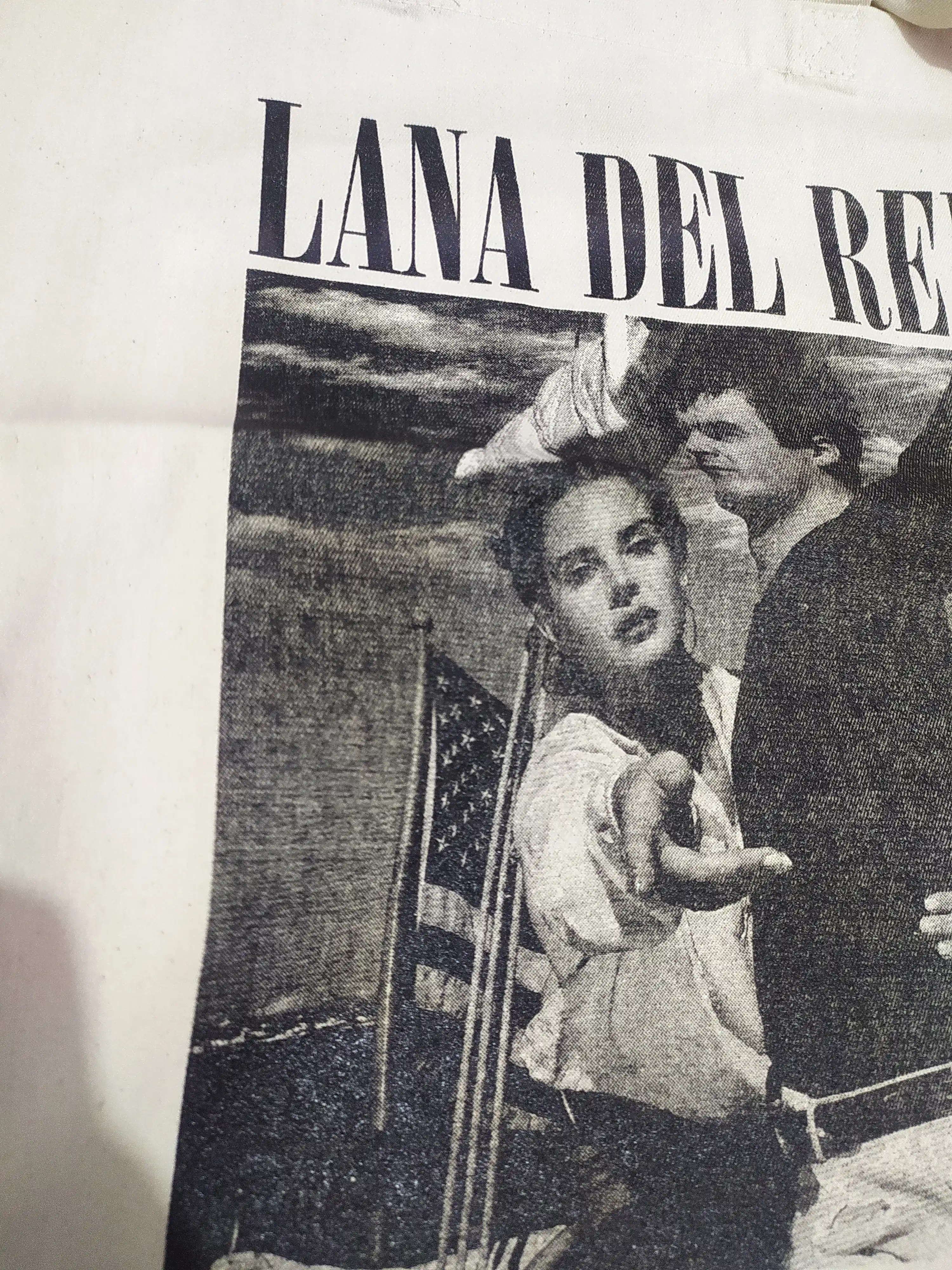 Ayollar uchun sumka-shopper, yelkama, Lana Del Rey dizaynli, A4 38X36