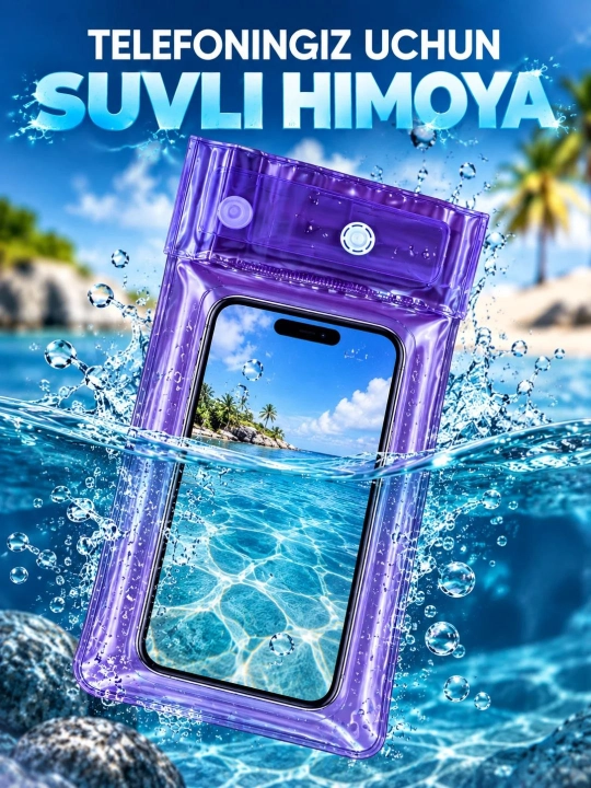 Telefon uchun suv o‘tkazmaydigan g‘ilof, germetik va universal chexol, basseyn uchun