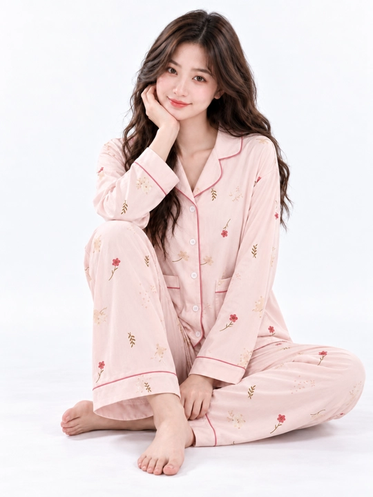 Ayollar uchun tugmali va shimli pijama