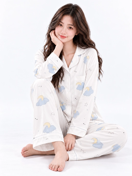 Ayollar uchun tugmali va shimli pijama